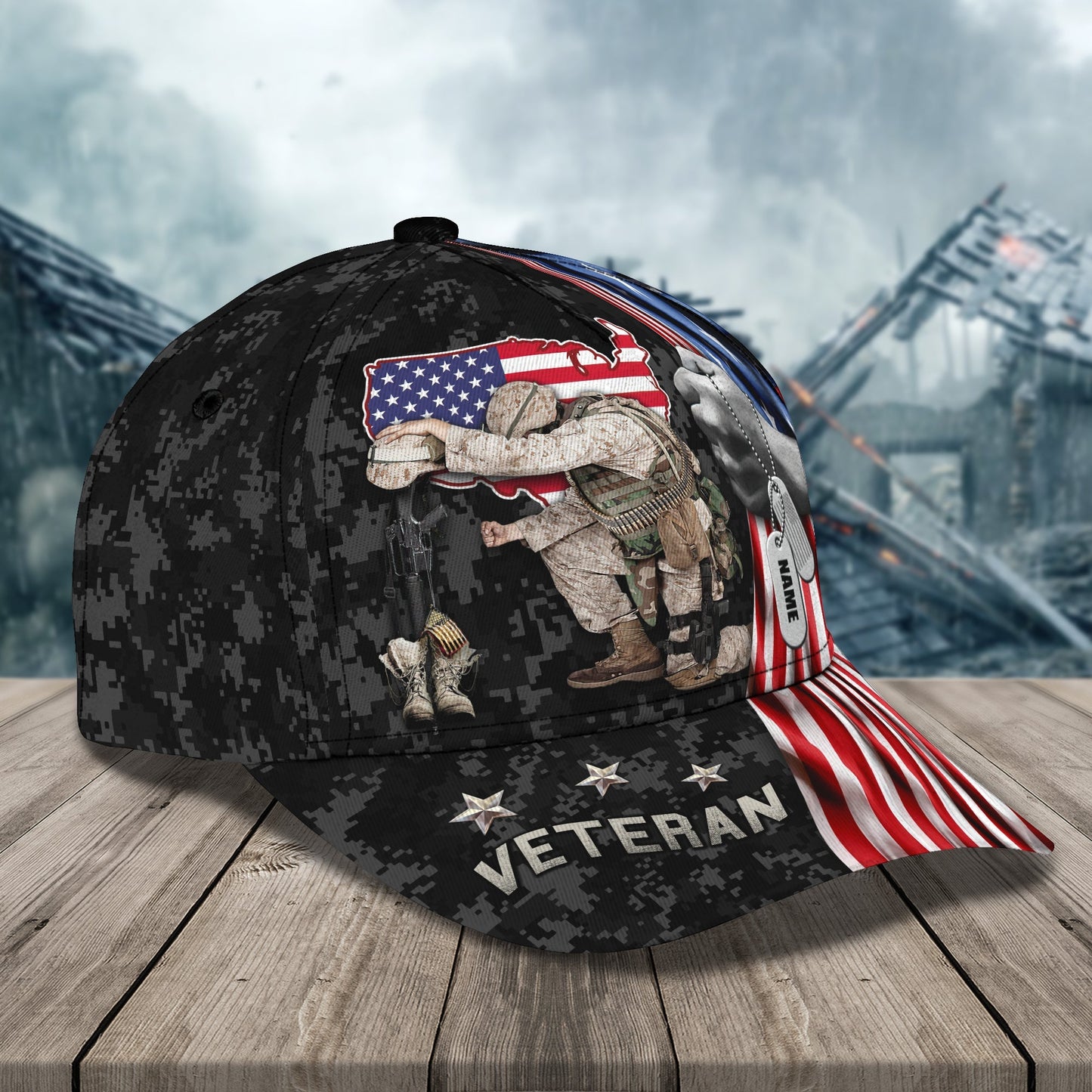 3D Classic Cap Veteran Personalized Name Cap 1236 Lasfour CA0902