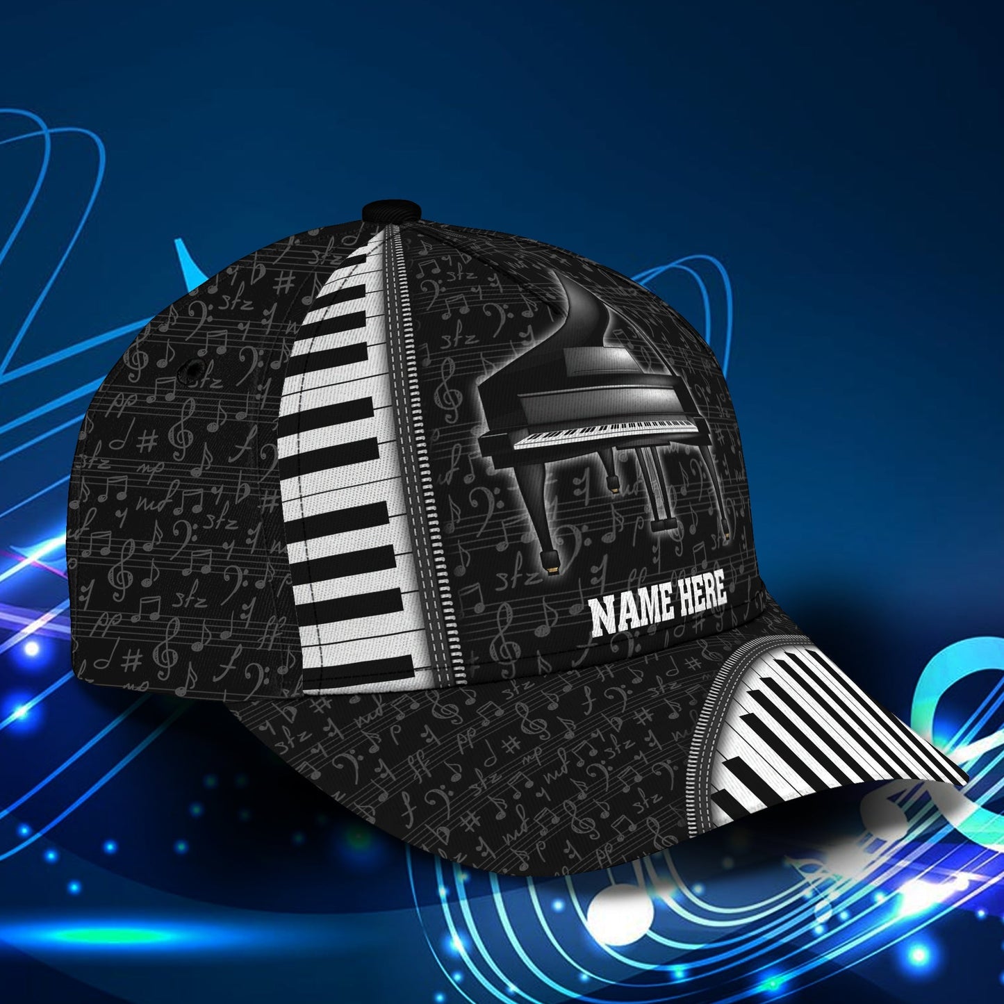 3D Classic Cap Piano Personalized Name Cap 05 Lasfour CA1714