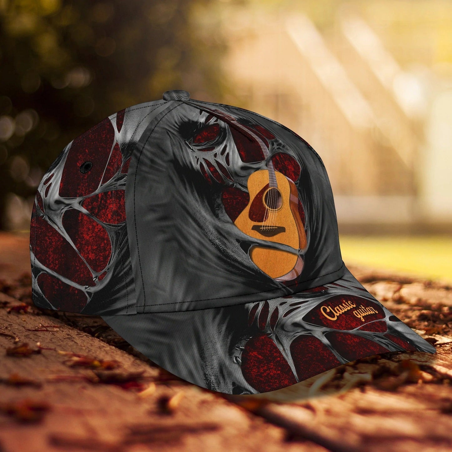 White And Black Guitar Cap Hat For Man, Gift To Guitar Man, Guitar Lover 3D Full Print Cap Hat CO0423