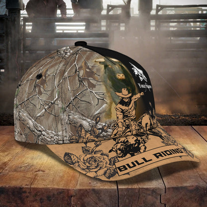 3D Classic Cap Bull Riding Cnd Personalized Name Cap Lasfour CA1989