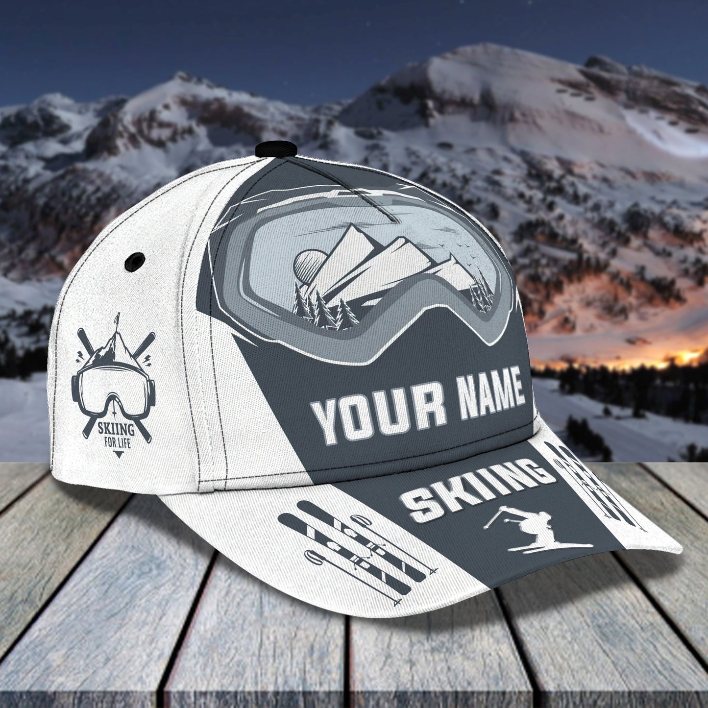 3D Classic Cap Skiing Personalized Name Cap 01 Lasfour CA1983