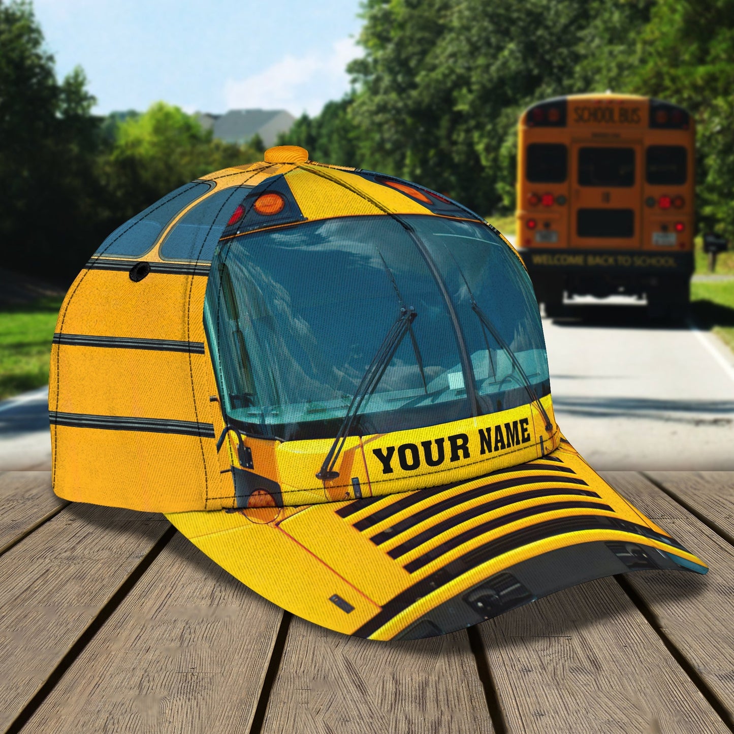 3D Classic Cap School Bus Personalized Name Cap 10 Lasfour CA1288