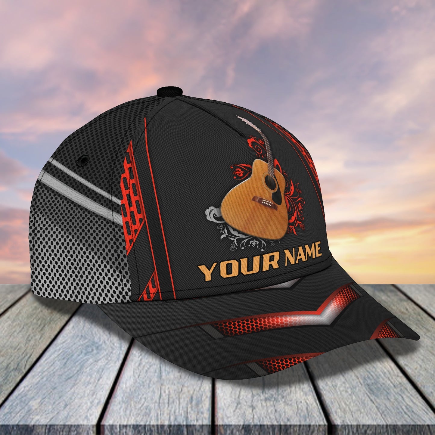 3D Classic Cap Guitar Classic 001 Personalized Name Cap Lasfour CA2148