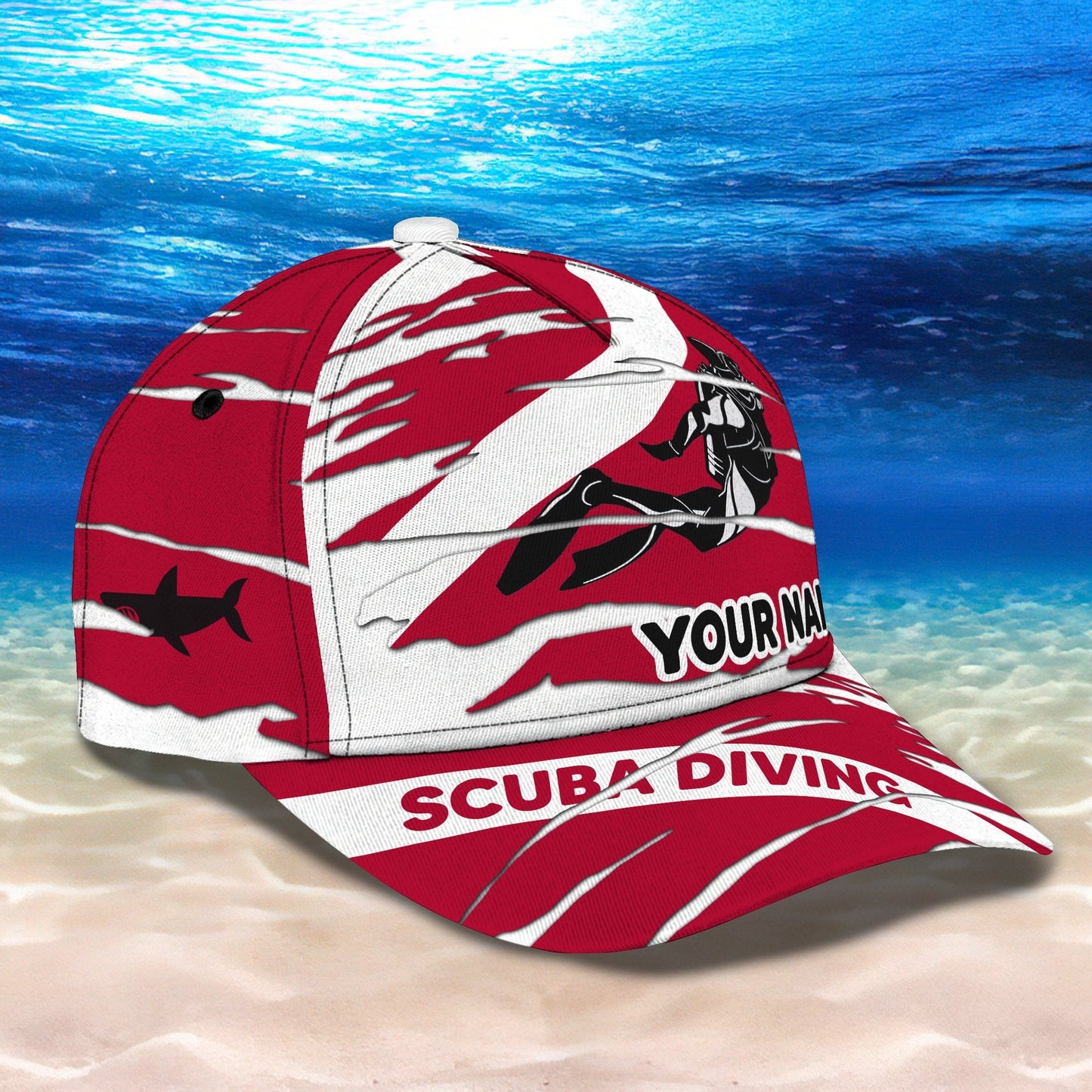 3D Classic Cap Scuba Diving 2 Personalized Name Cap Lasfour CA2315