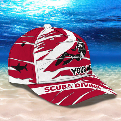 3D Classic Cap Scuba Diving 2 Personalized Name Cap Lasfour CA2315