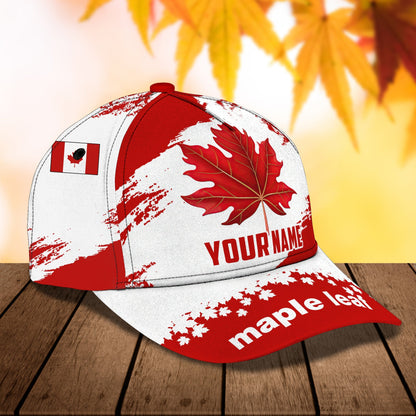 3D Classic Cap Maple Leaf Cnd Personalized Name Cap Lasfour CA1354