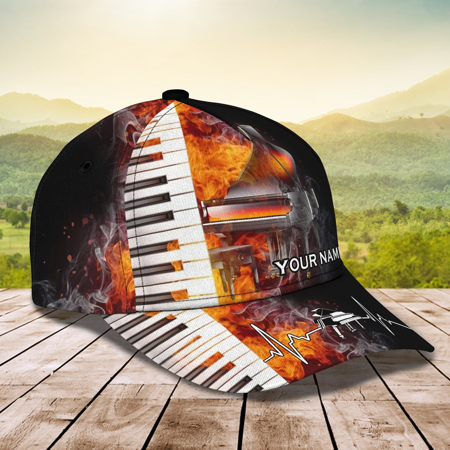 3D Classic Cap Love Piano 01 Personalized Name Cap PtLasfour CA1273