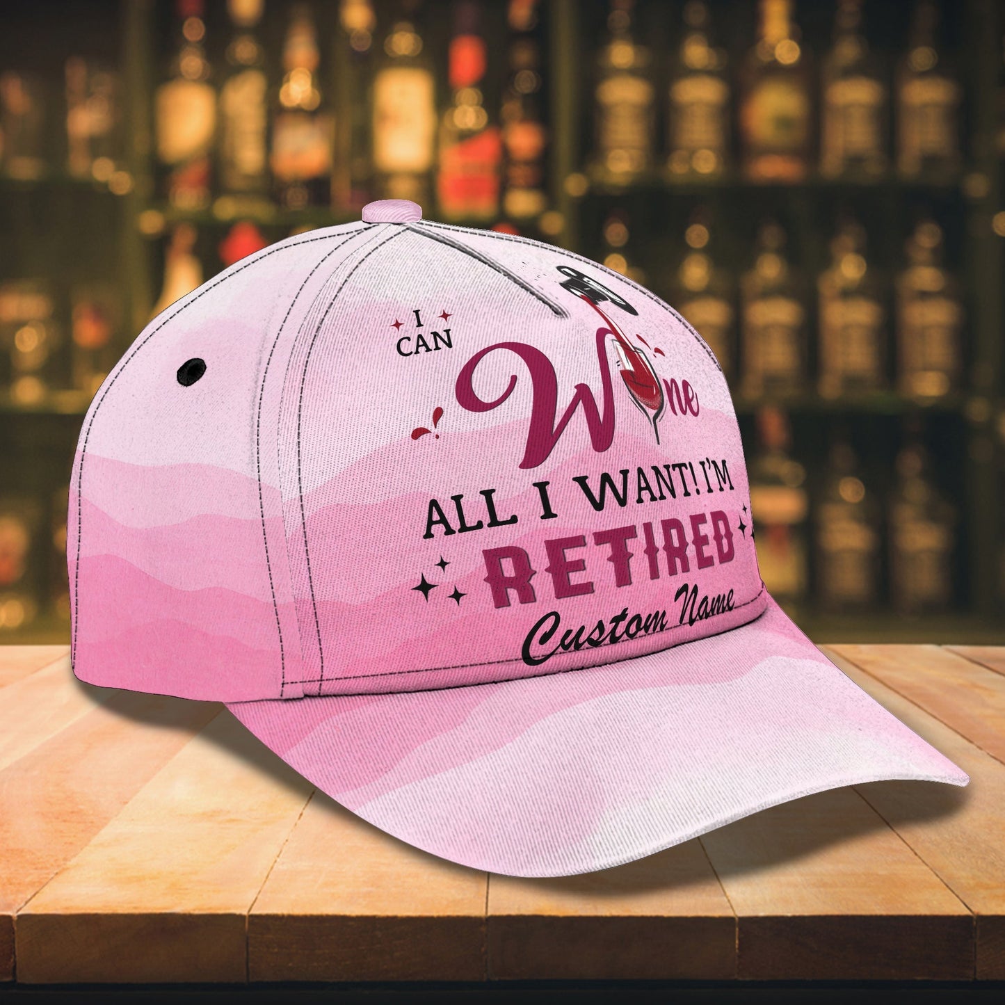 3D Classic Cap Wine And Retired Personalized Name Cap Namacap074 Lasfour CA1390