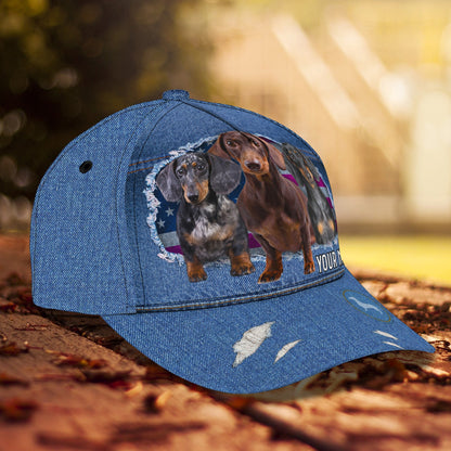3D Classic Cap Dachshund Jean Personalized Name Cap Lasfour CA0859