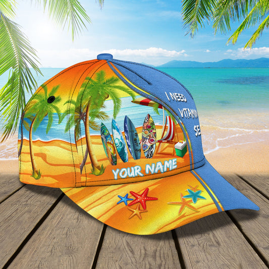3D Classic Cap Love Beach 03 Personalized Name Cap Lasfour CA1392