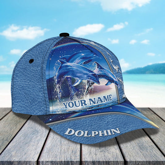 3D Classic Cap Dolphin Lover Personalized Name Cap Lasfour CA1873