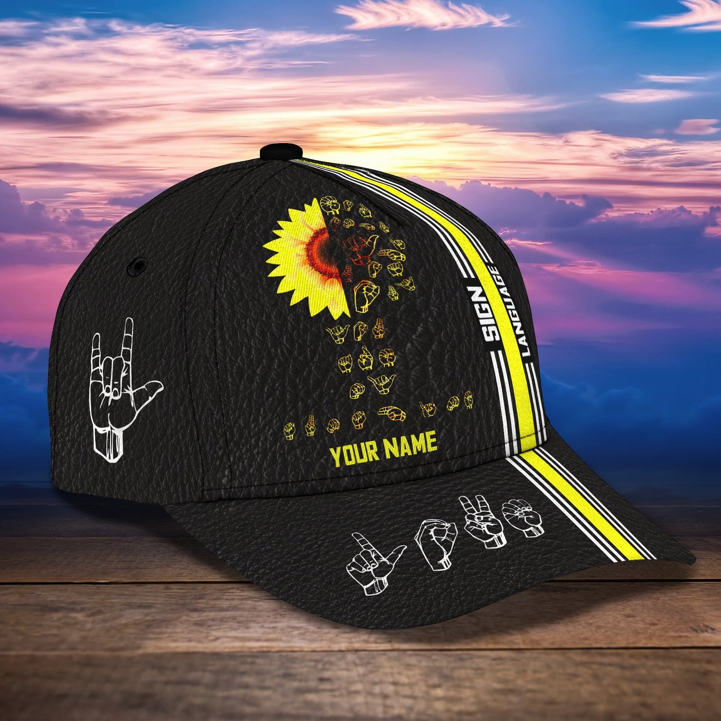 3D Classic Cap Sign Language Personalized Name Cap 02 Lasfour CA1257