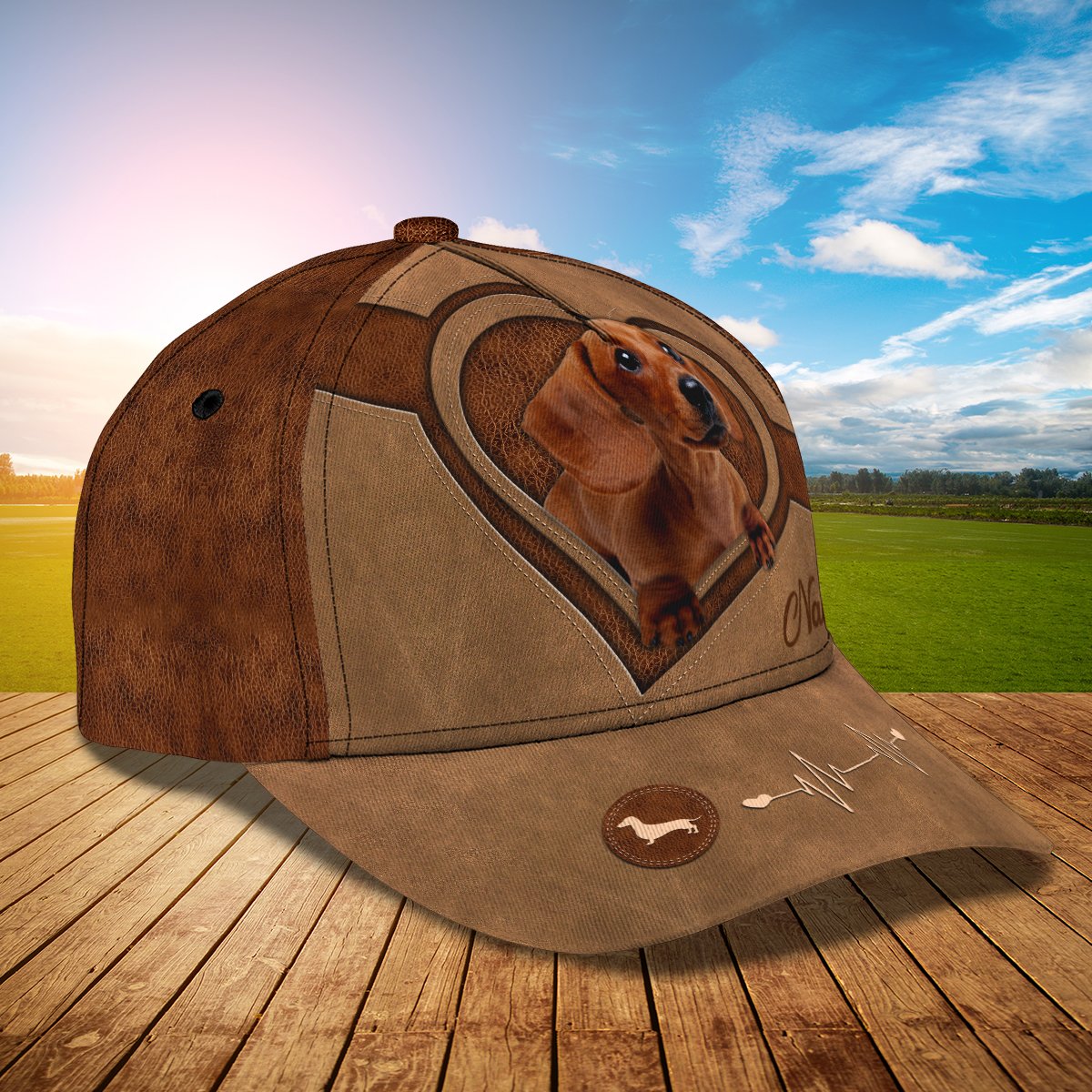 3D Classic Cap Dachshund Personalized Name Cap nama6 Lasfour CA2001