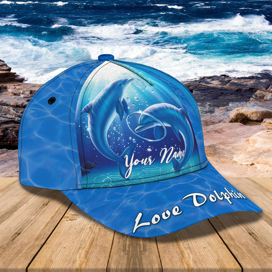 3D Classic Cap Love Dolphin Personalize Name Cap02 Lasfour CA1849