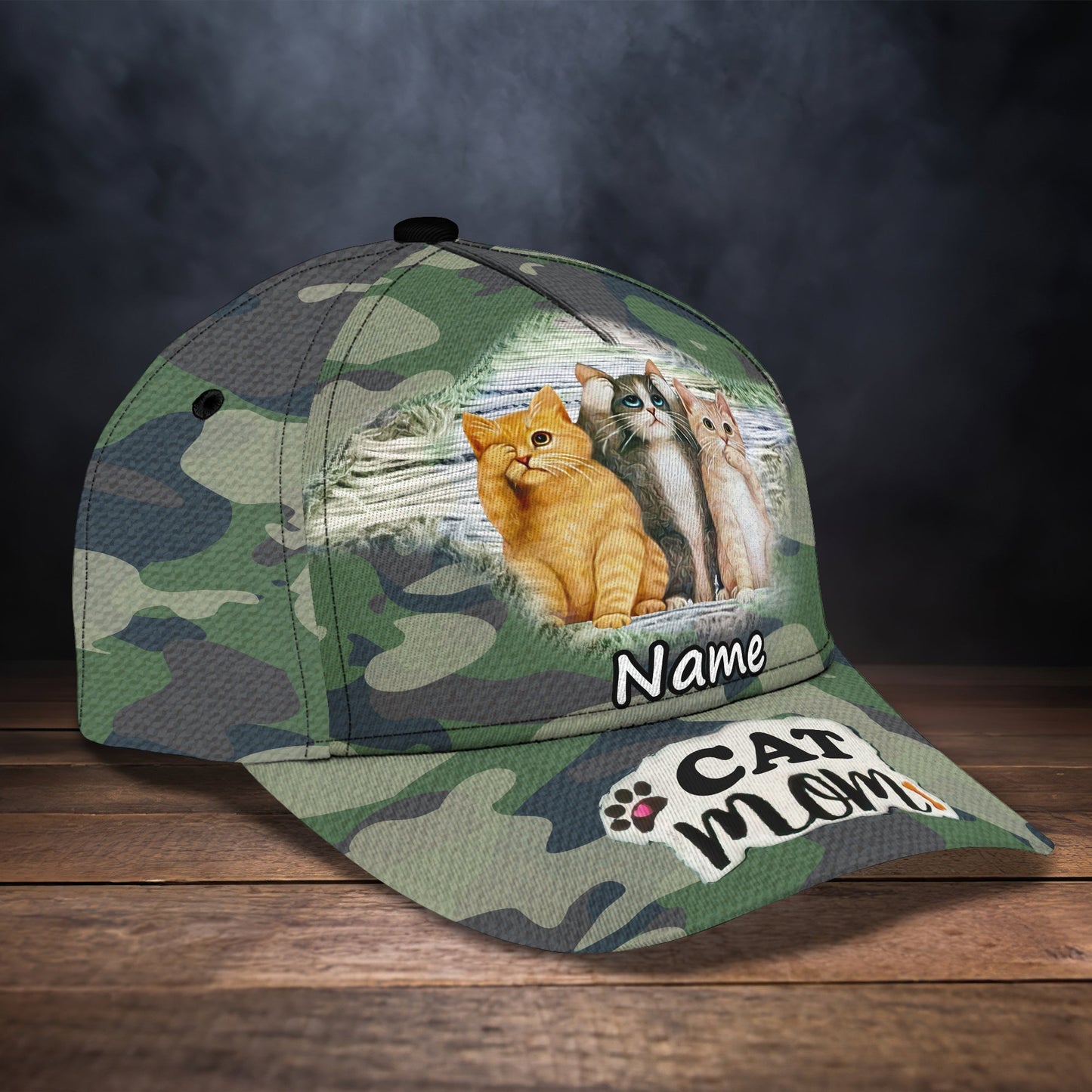 3D Classic Cap Cat Mom 86 Personalized Name Cap Lasfour CA1235