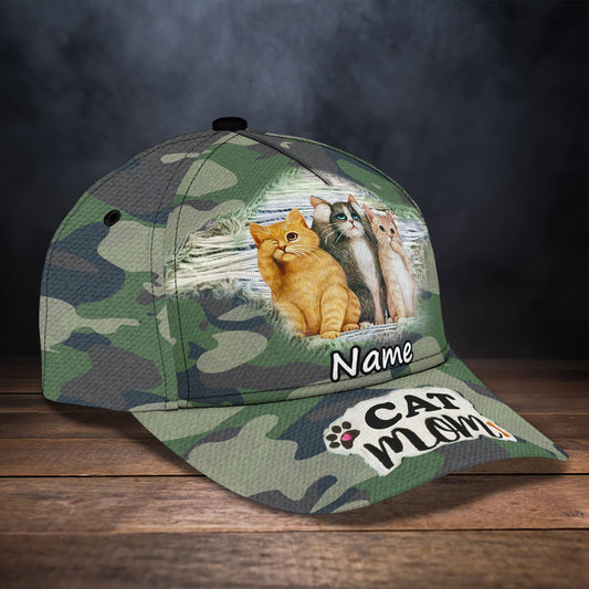 3D Classic Cap Cat Mom 86 Personalized Name Cap Lasfour CA1235