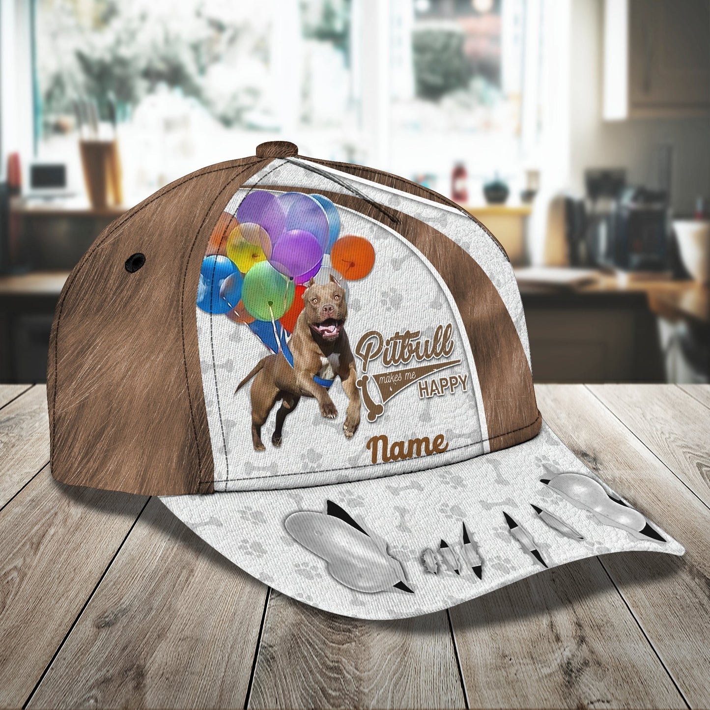 3D Classic Cap Flying Pitbull Personalized Name Cap Lasfour CA1146