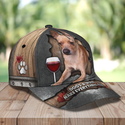 3D Classic Cap Dog Wine Personalized Name Cap CA2158