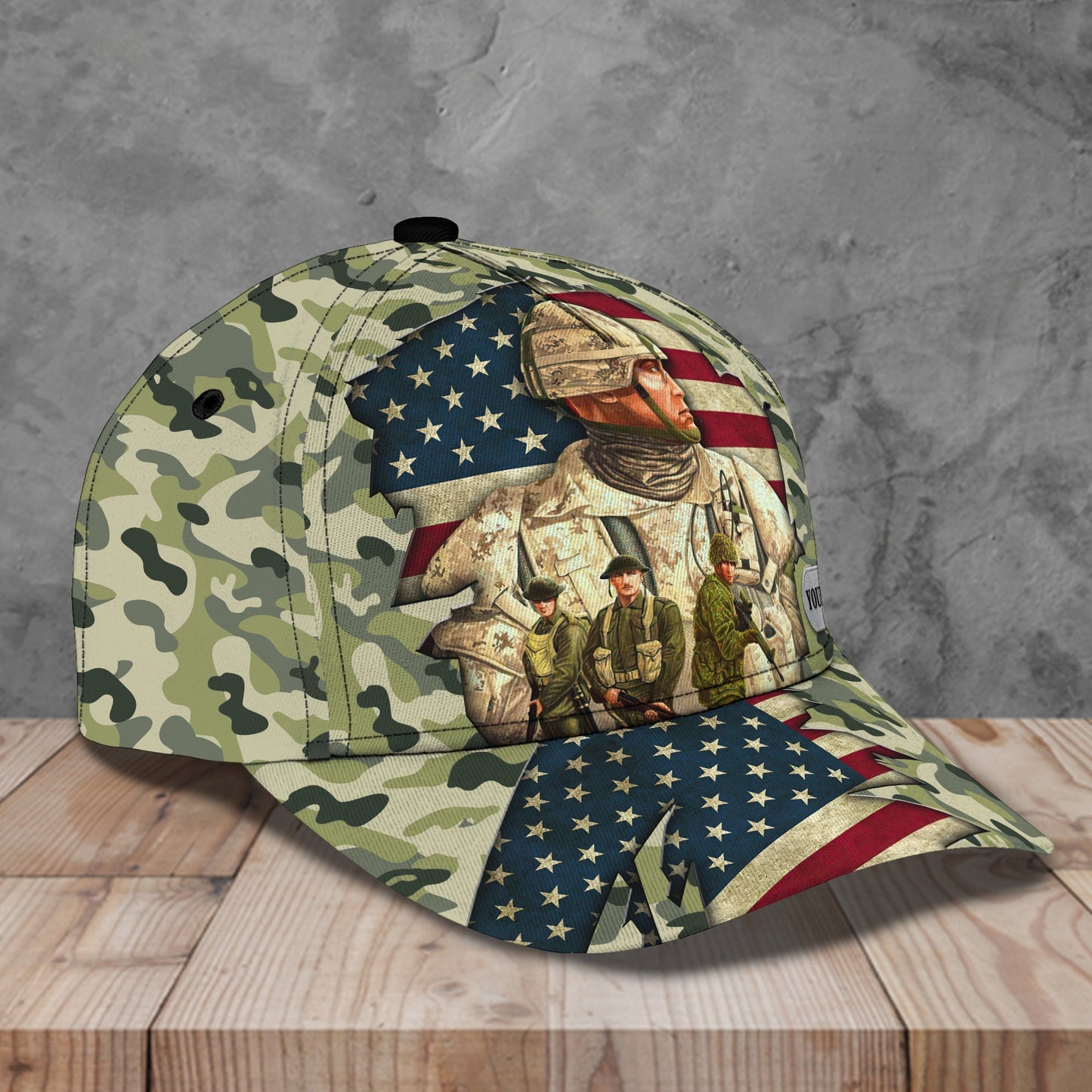 3D Classic Cap Veteran 01 Personalized Name Cap Lasfour CA0754