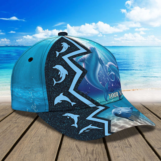 3D Classic Cap Dolphin 01 Personalized Name Cap Lasfour CA1912