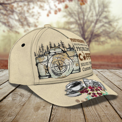 3D Classic Cap Photo And Coffee Personalized Name Cap Lasfour CA1380