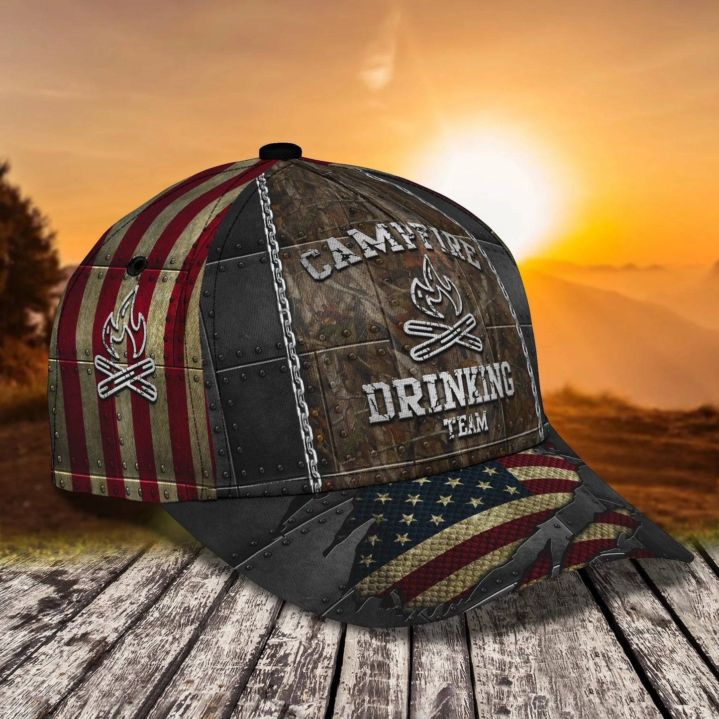Personalized Campfire Baseball Cap Hat, Camper Cap, Camping Hat For Travel Summer CO0570