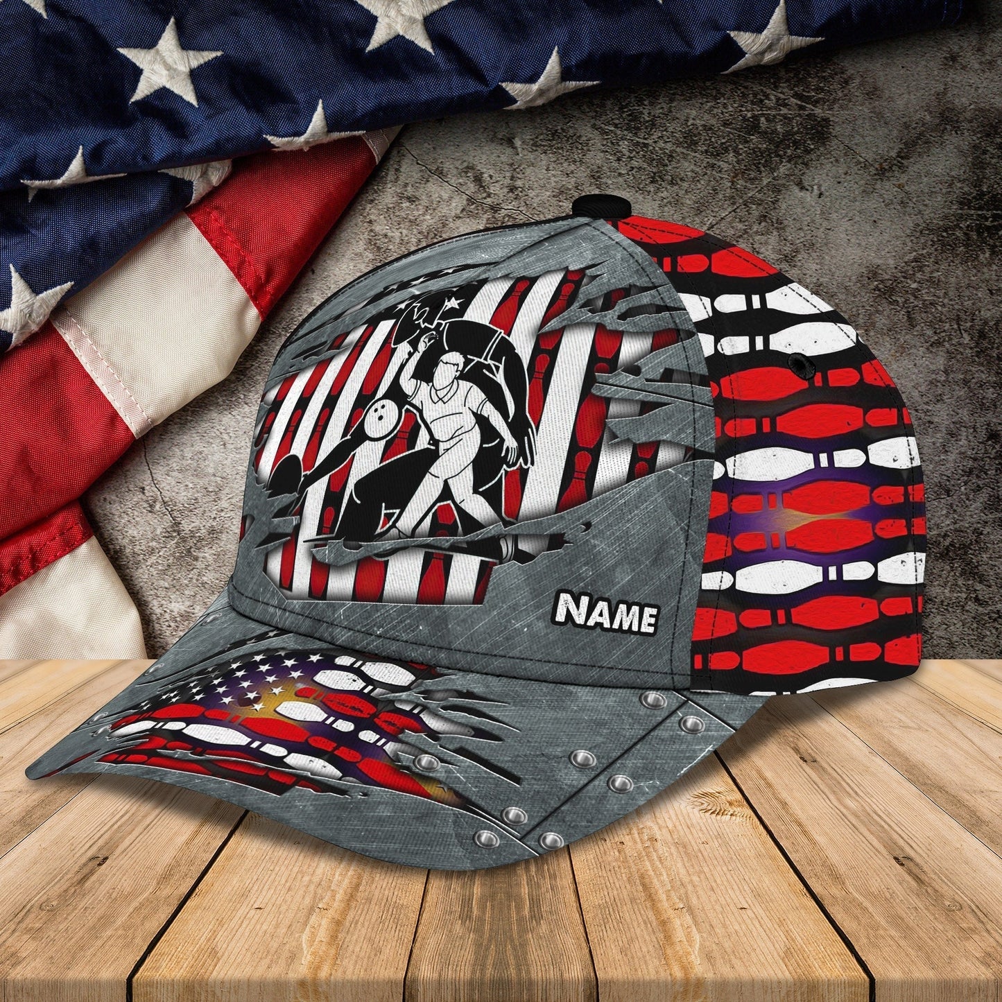 Personalized Name 3D All Over Print Bowling Cap Hat, Bowler Hat Full Print, Team Bowling Baseball Hat CO0172