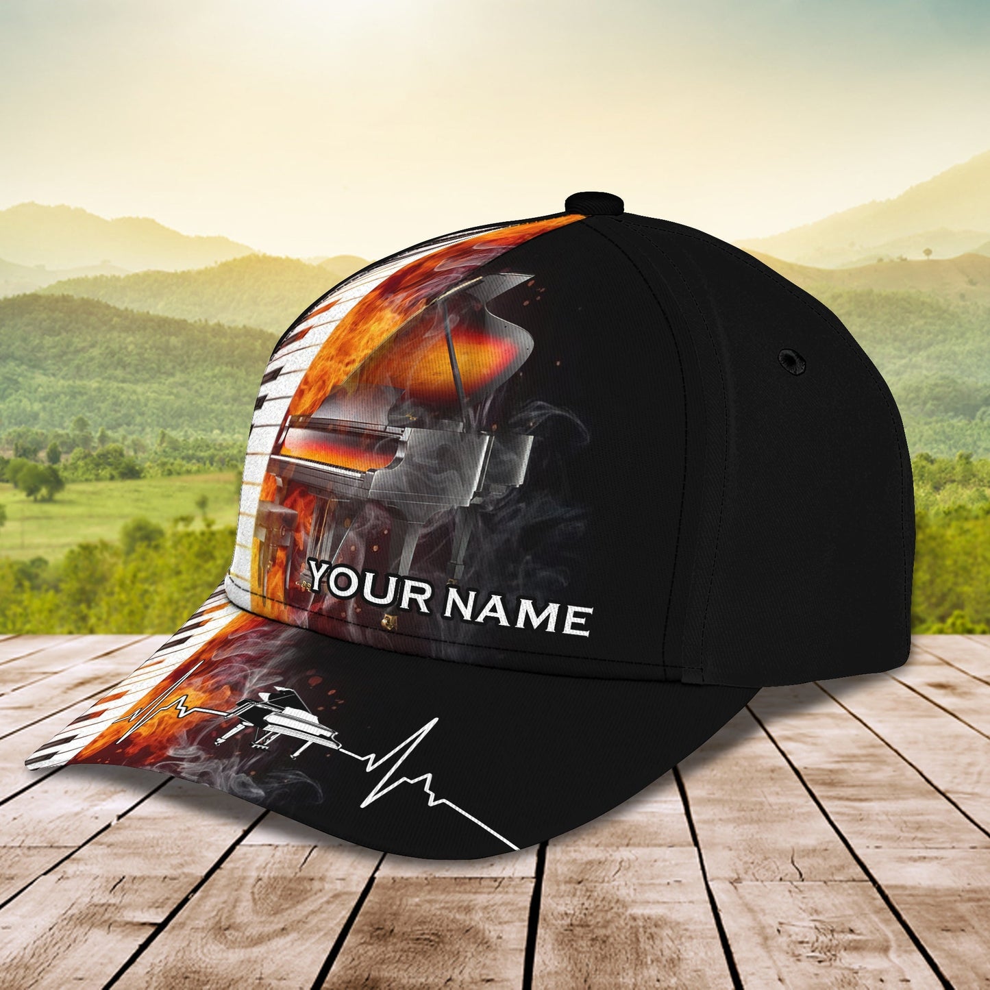 3D Classic Cap Love Piano 01 Personalized Name Cap PtLasfour CA1273