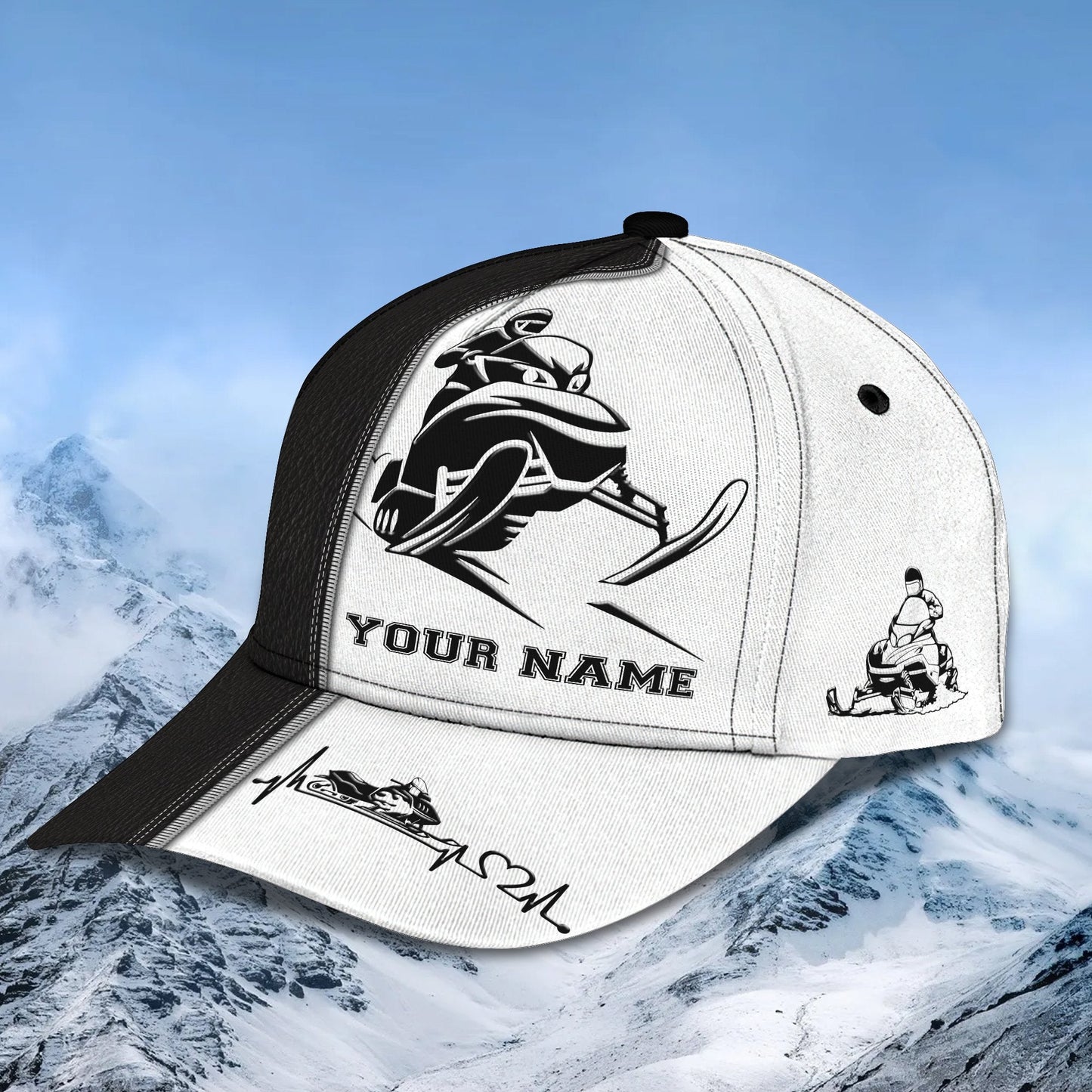 3D Classic Cap Snowmobile Personalized Name Cap Lasfour CA1906