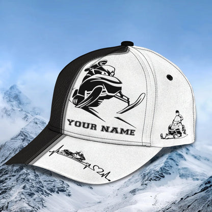 3D Classic Cap Snowmobile Personalized Name Cap Lasfour CA1906