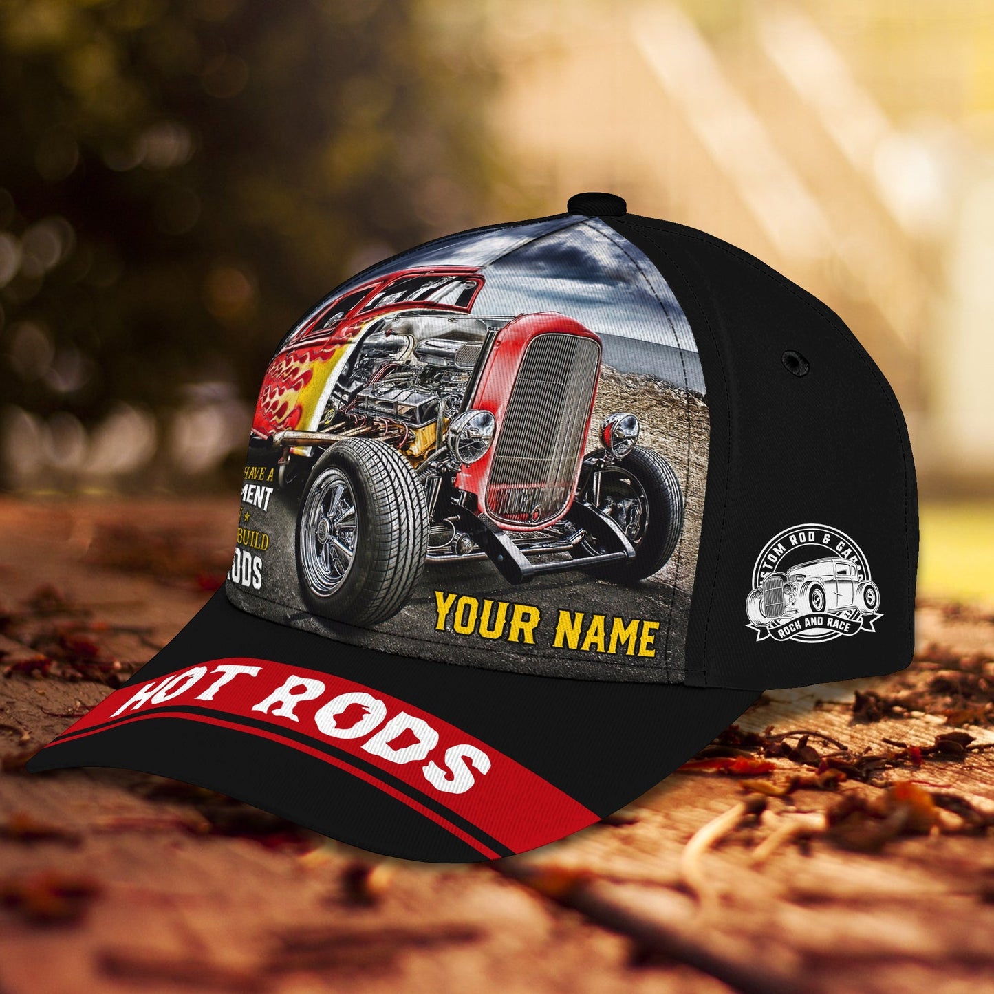 3D Classic Cap Hot Rods Personalized Name Cap 26 Lasfour CA0010