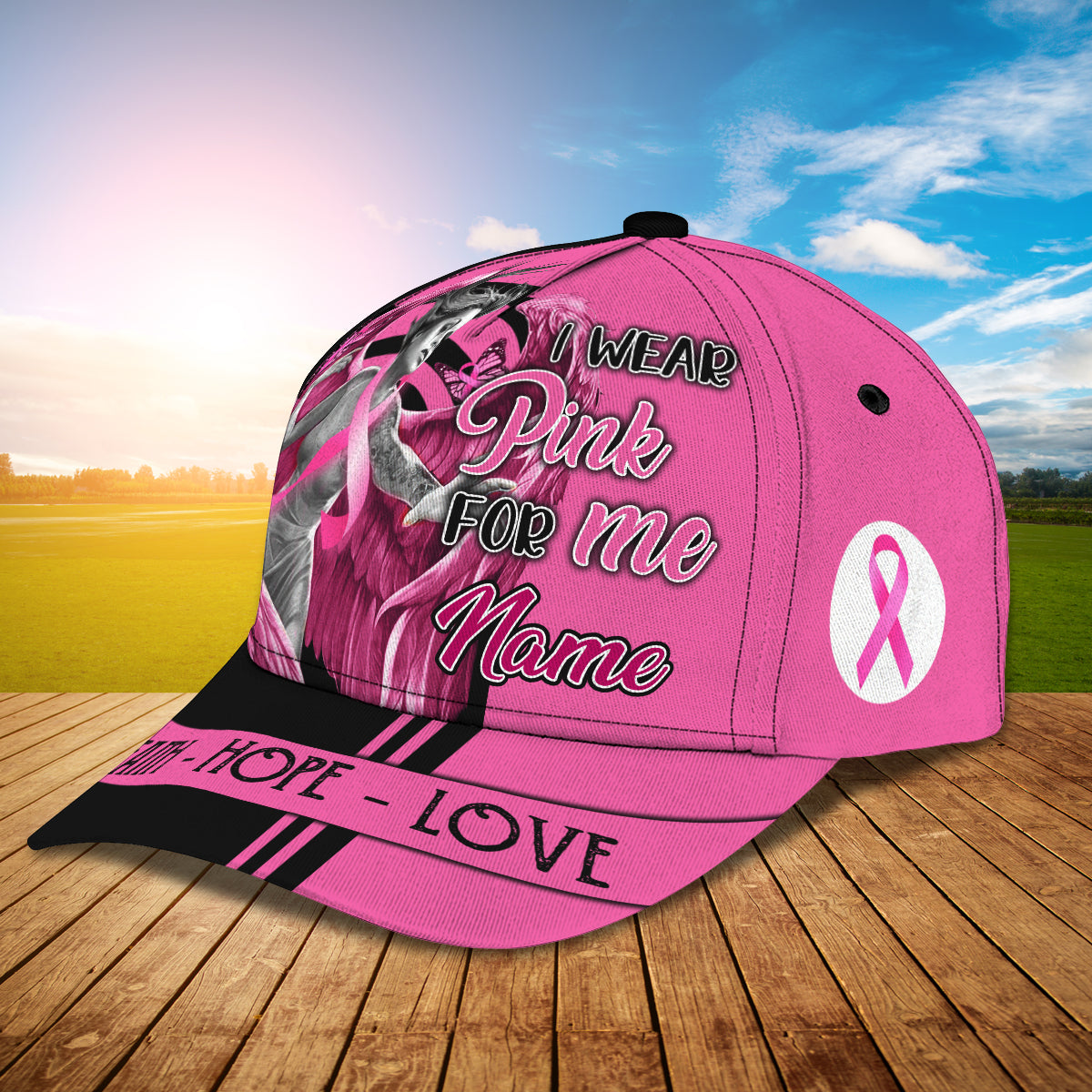 3D Classic Cap I Wear Pink For Me Personalized Name Cap Lasfour CA1602