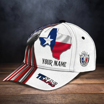 3D Classic Cap Texas Flag Personalized Name Cap Lasfour CA1802