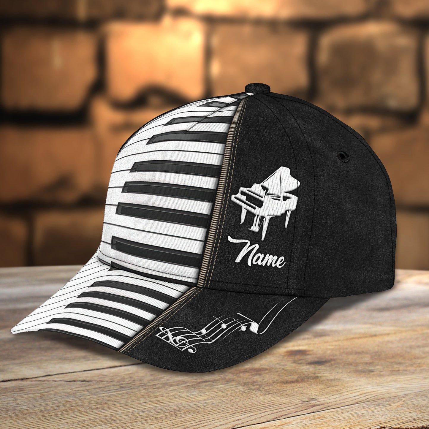 3D Classic Cap Piano Personalized Name Cap Lasfour CA2140