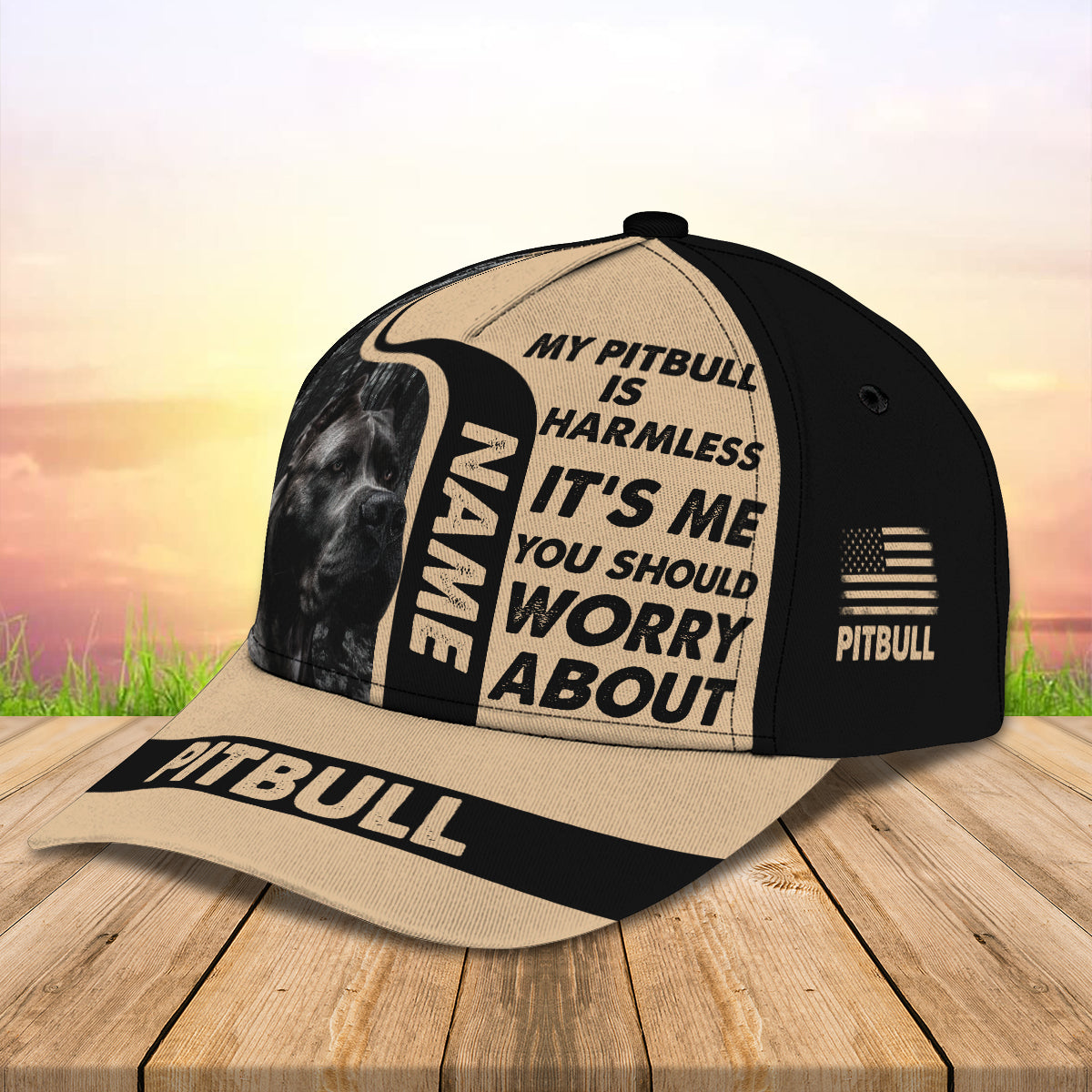 3D Classic Cap Pitbull Personalized Name Cap 134 Lasfour CA1439