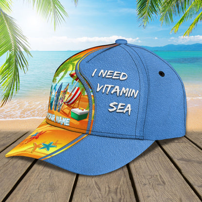 3D Classic Cap Love Beach 03 Personalized Name Cap Lasfour CA1392
