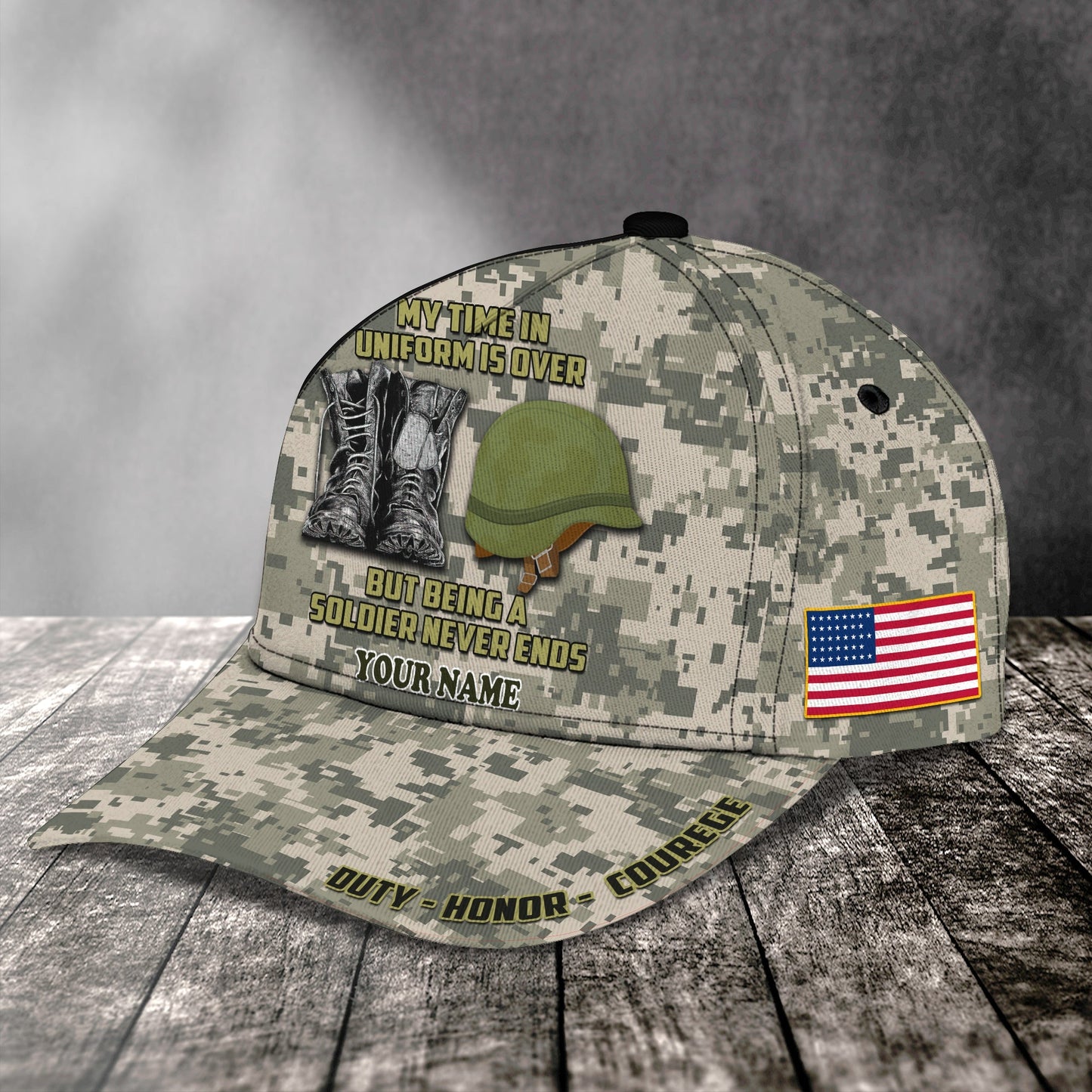3D Classic Cap I Will Always Be A Soldier 2 Personalized Name Cap Lasfour CA0956