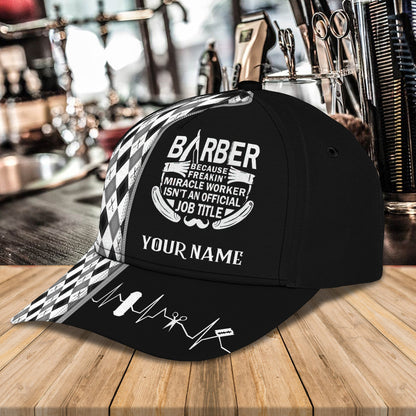 3D Classic Cap Barber Personalized Name Cap 63 Lasfour CA2213