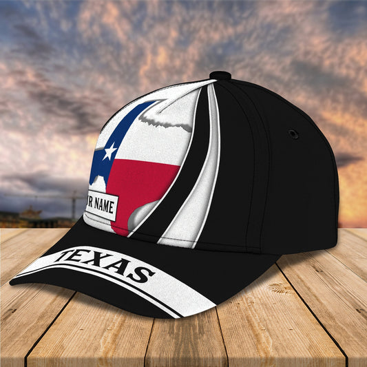 3D Classic Cap Texas Flag 1 Personalized Name Cap Lasfour CA2100