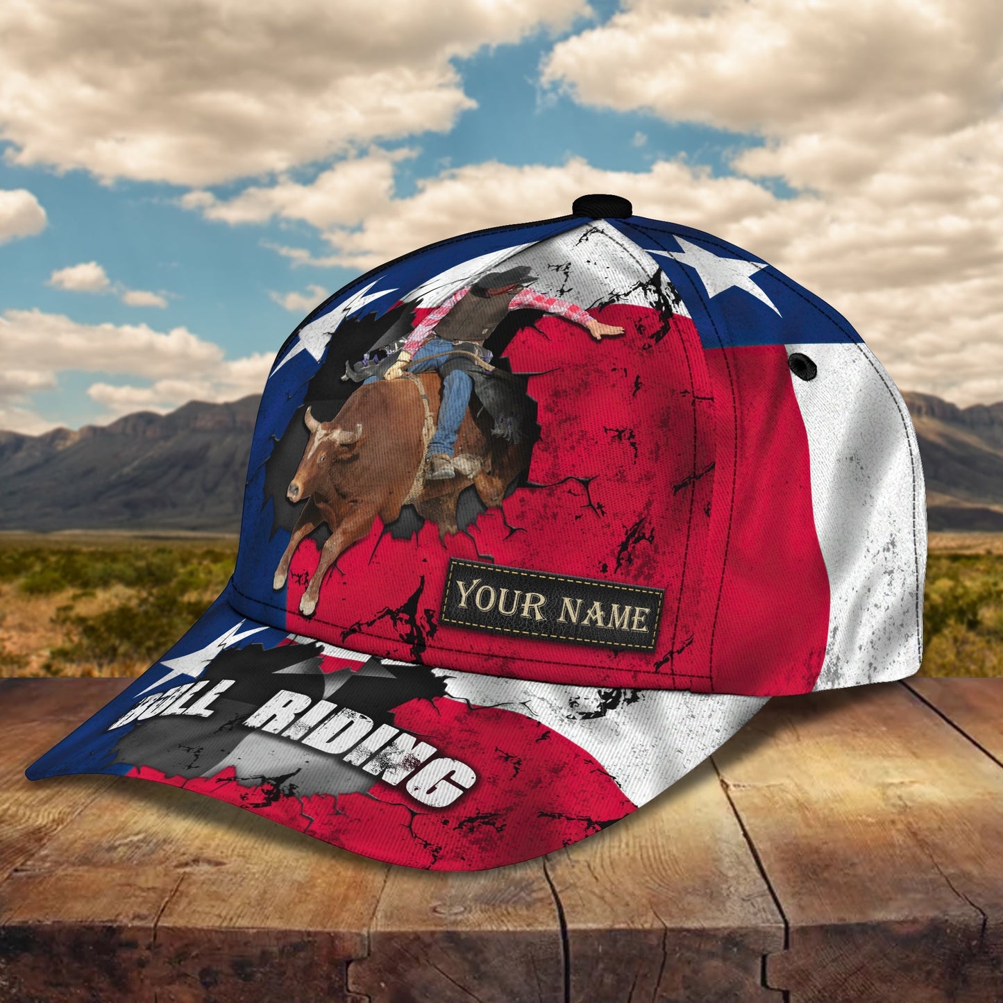 3D Classic Cap Bull Riding Texas 02 Personalized Name Cap Texas Lasfour CA1517