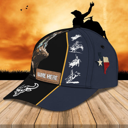 3D Classic Cap Bull Riding Texas 01 Personalized Name Cap Lasfour CA1988
