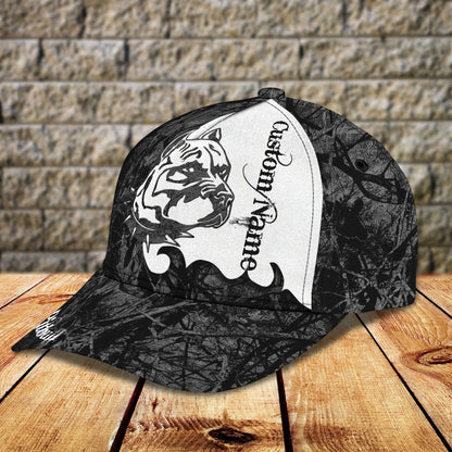 3D Classic Cap Love Pitbull Personalized Name Cap 45 Lasfour CA1972