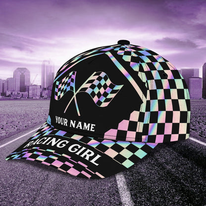 3D Classic Cap Racing Girl Personalized Name Cap 01 Lasfour CA1935