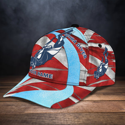 3D Classic Cap Scuba Diving Personalized Name Cap 1 Lasfour CA2010