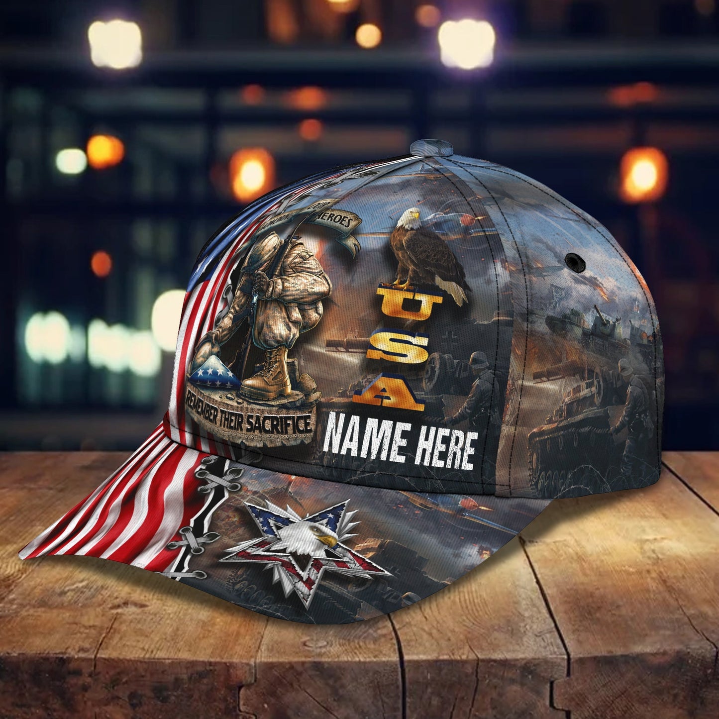 3D Classic Cap Our Heroes Personalized Name Cap Lasfour CA2290
