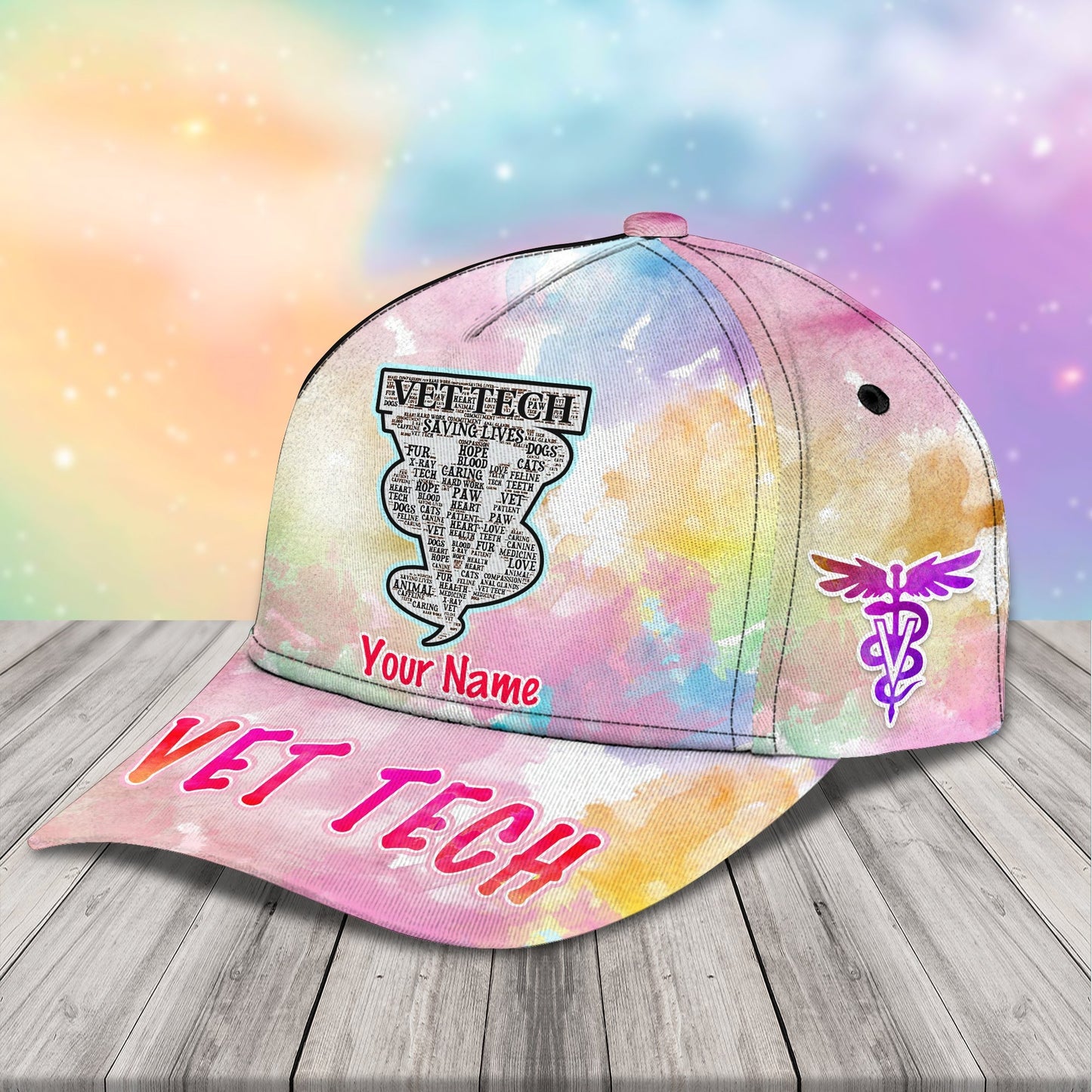 3D Classic Cap Vet Tech 4Personalized Name Cap 058 Lasfour CA1260