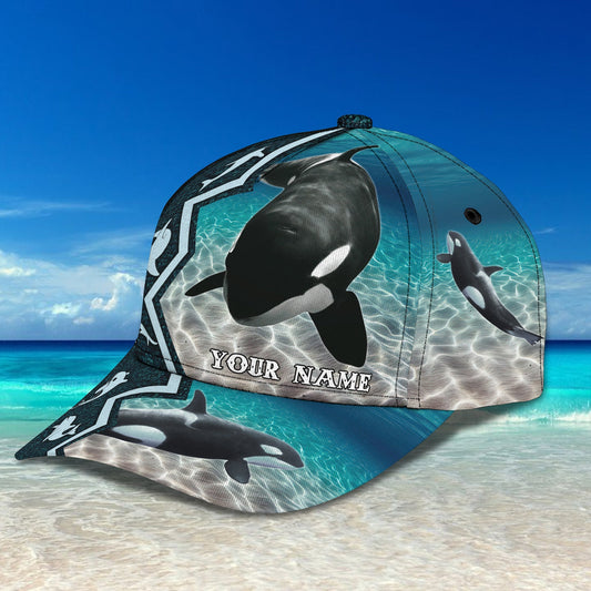 3D Classic Cap Killer Whale Personalized Name Cap PtLasfour CA1414