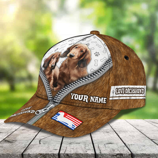 3D Classic Cap Dachshund 01 Personalized Name Cap Lasfour CA2000