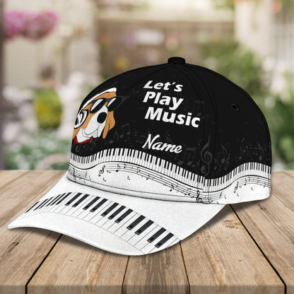 3D Classic Cap Beagle Piano Personalized Name Cap Lasfour CA1259