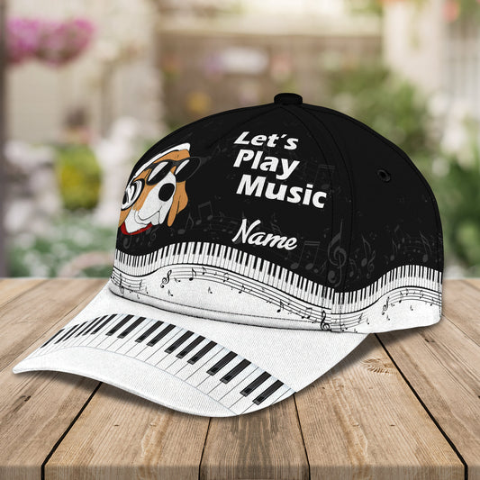 3D Classic Cap Beagle Piano Personalized Name Cap Lasfour CA1259